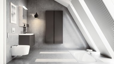 L'AquaClean Sela confère une touche design additionnelle à la salle de bains.